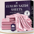 Satin Sheets King Size 4 Piece Set - Cooling, Soft & Wrinkle-Free