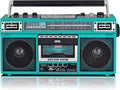 QFX J-220BT Aqua Turquoise Boombox - Cassette to MP3 Recorder