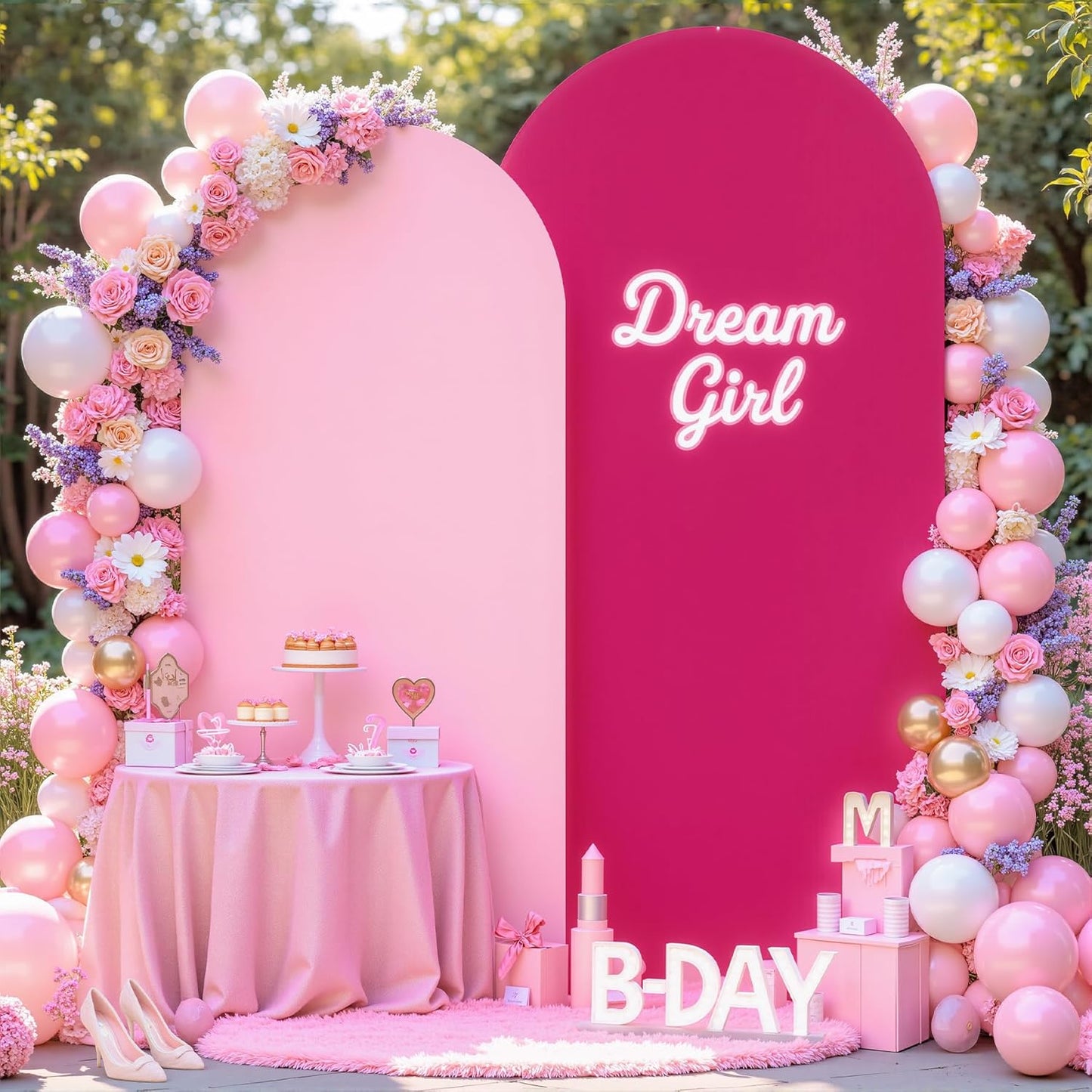 Hot Pink and Light Pink Arch Backdrop Covers for Events