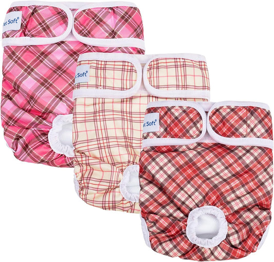 Washable Reusable Female Dog Diapers 3-Pack - Stay Clean & Comfortable (Stripe, S)