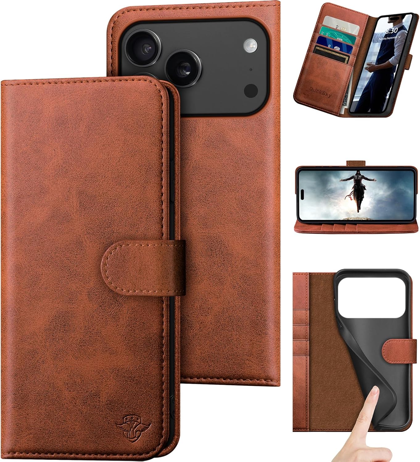 Genuine Leather Wallet Case for iPhone 17 Pro Max with RFID