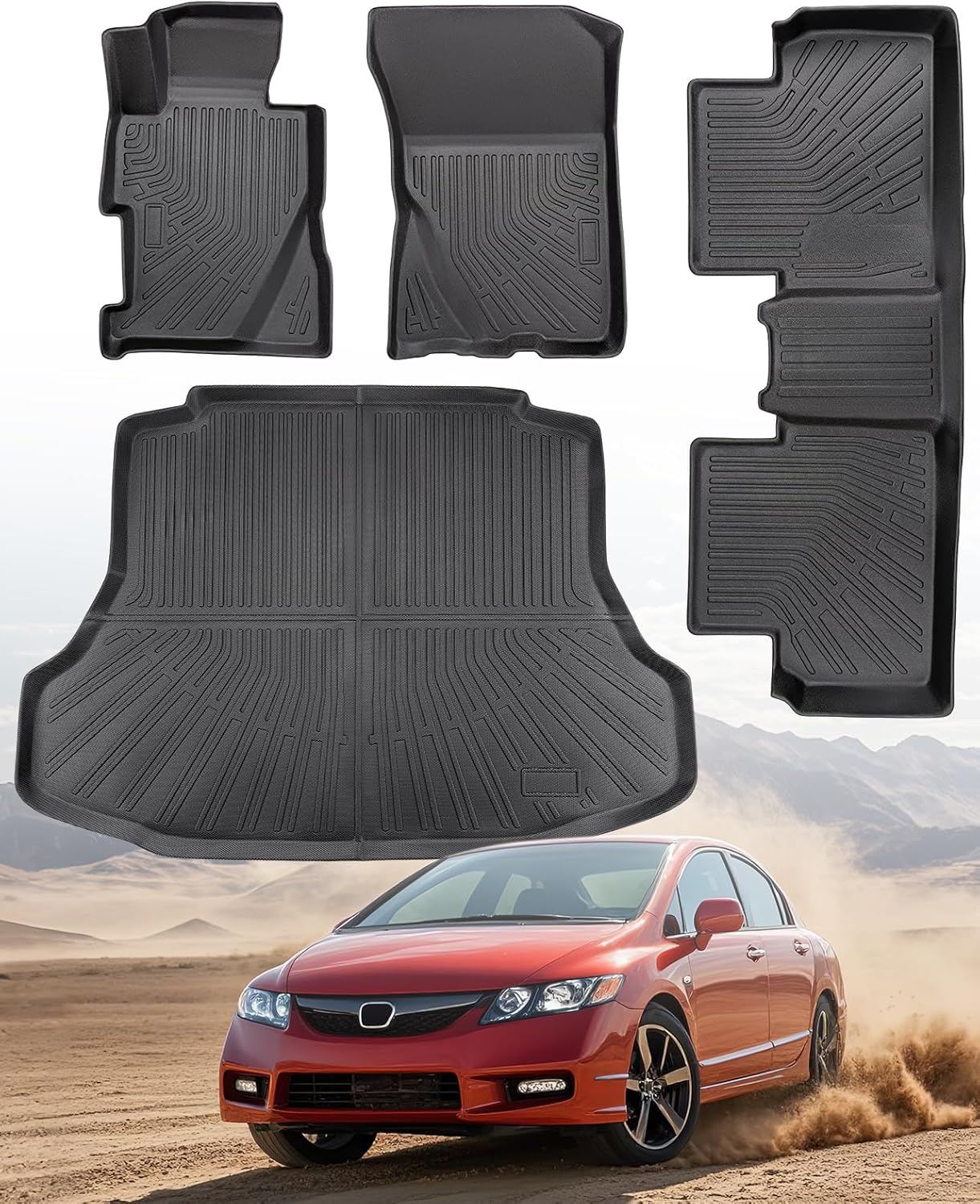 All Weather Car Floor Mats for Honda Civic 2006-2011 Sedan