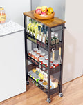 Utility Slim Storage Cart 4-Tier Narrow Rolling Organizer - Fits Tight