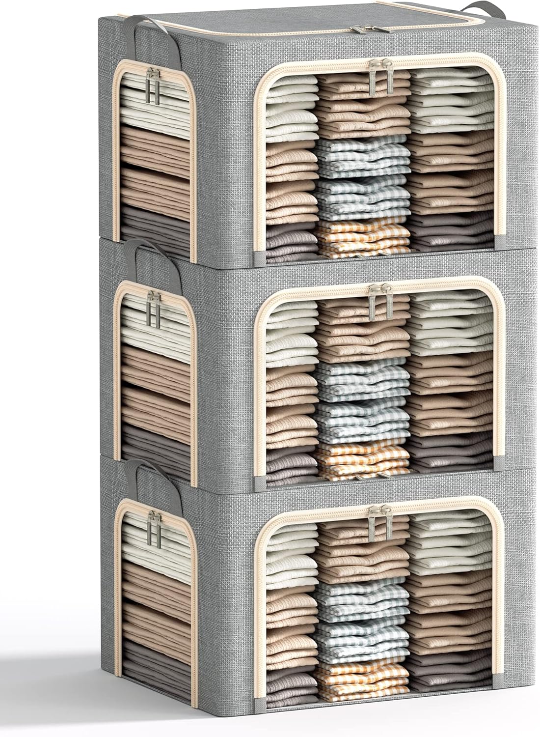 Large Clothes Storage Bins with Metal Frame for Organizing