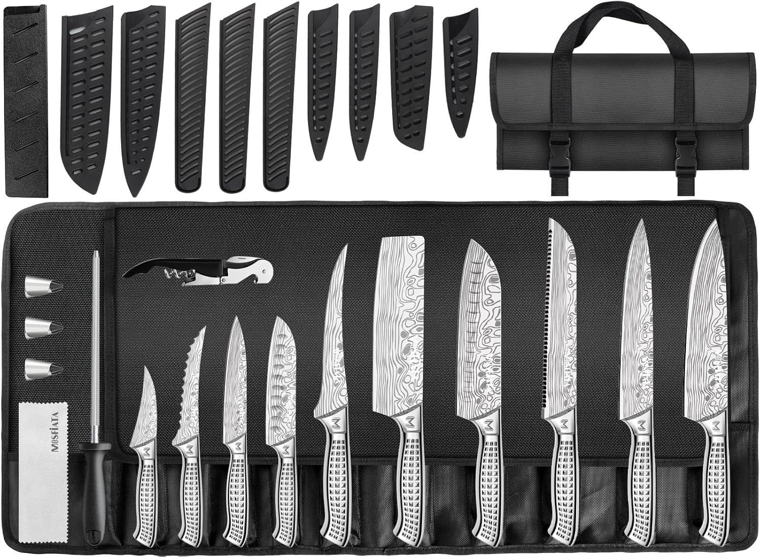 MOSFiATA 17-Piece Kitchen Knife Set for Outdoor Cooking Needs