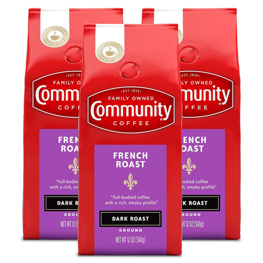 Community Coffee French Roast Dark Roast Ground 3-Pack 36 oz
