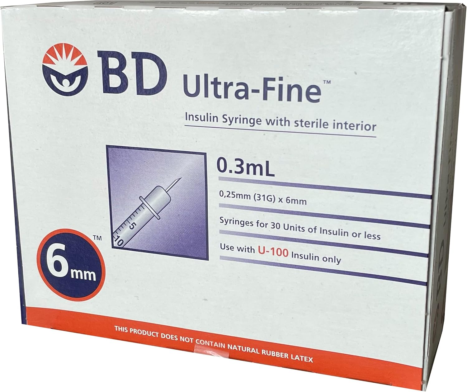 BD Ultra-Fine Insulin Syringes 31G 3/10cc 6mm for Comfort
