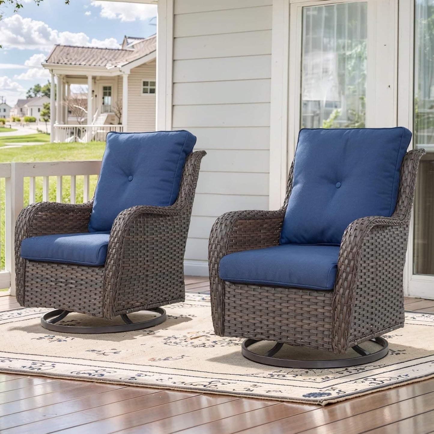 Outdoor Swivel Rocker Patio Chairs Set of 2 for Comfort