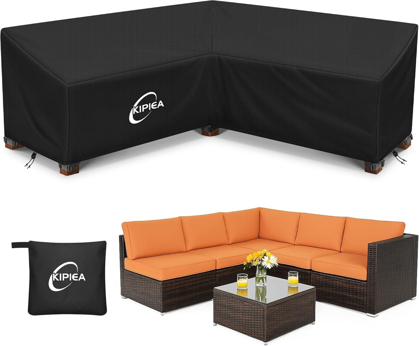 Kipiea Patio V-Shaped Sectional Sofa Cover for Ultimate Protection