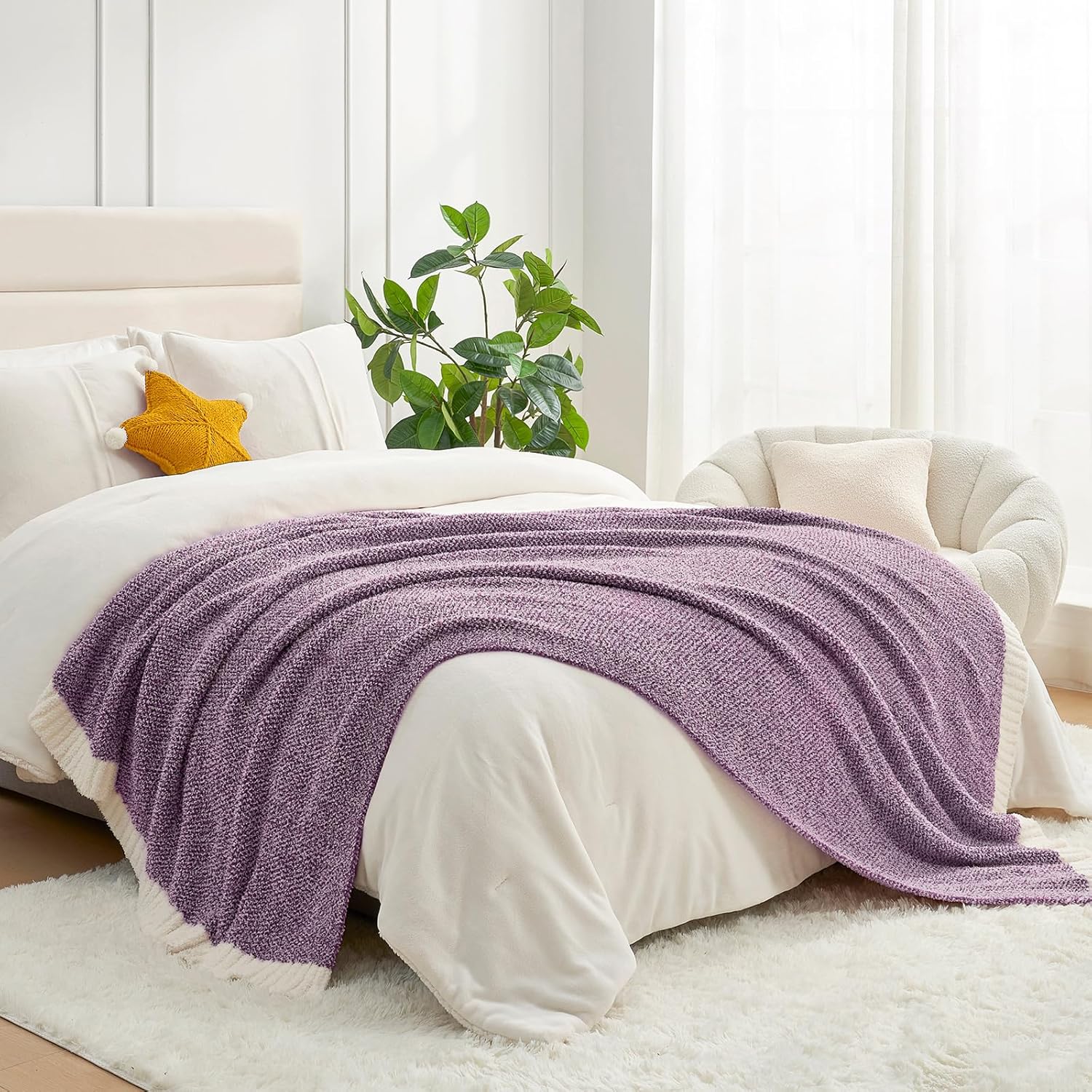 Snuggle Sac Purple Reversible Super Soft Blanket for Cozy Comfort