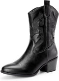Cowgirl Boots for Women Mid Calf Embroidered Western Boots - 2.2in