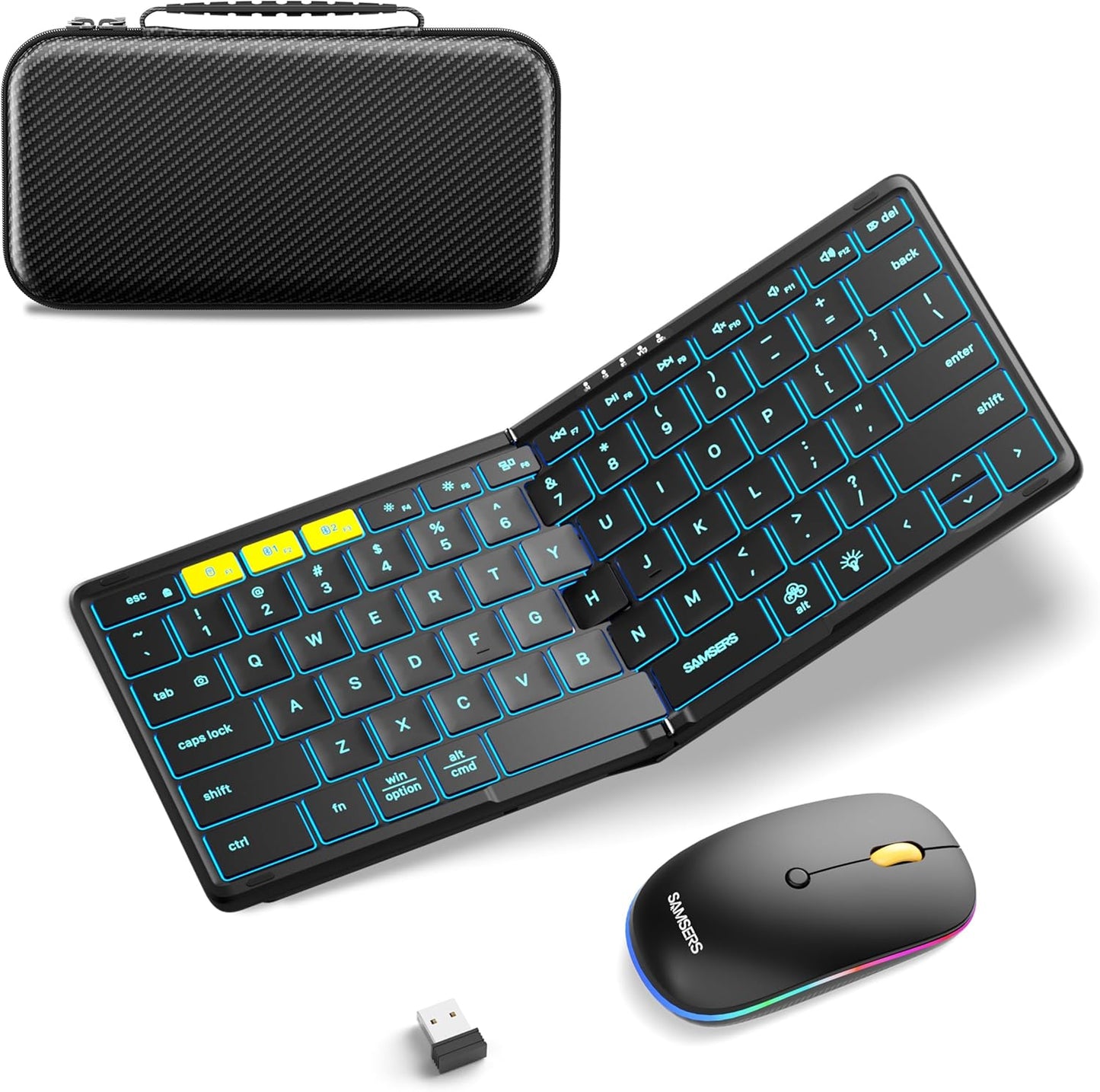 Foldable Keyboard and Mouse Combo for Travel with Backlight