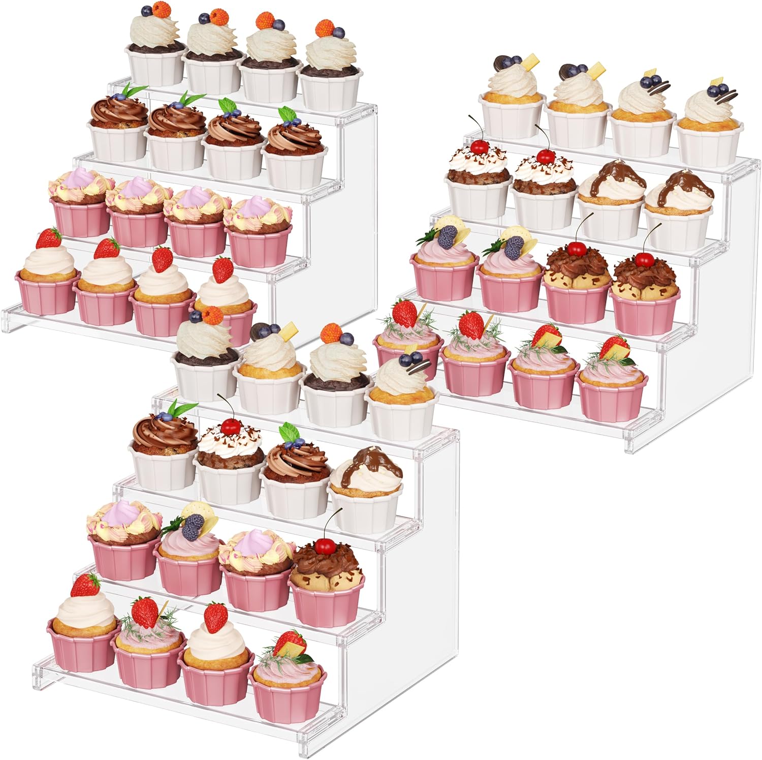 Lifewit 4 Tier Clear Display Stand Risers for Cupcakes and More
