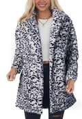 Women's Faux Fur Leopard Coat - Open Front Lightweight Warm Layer