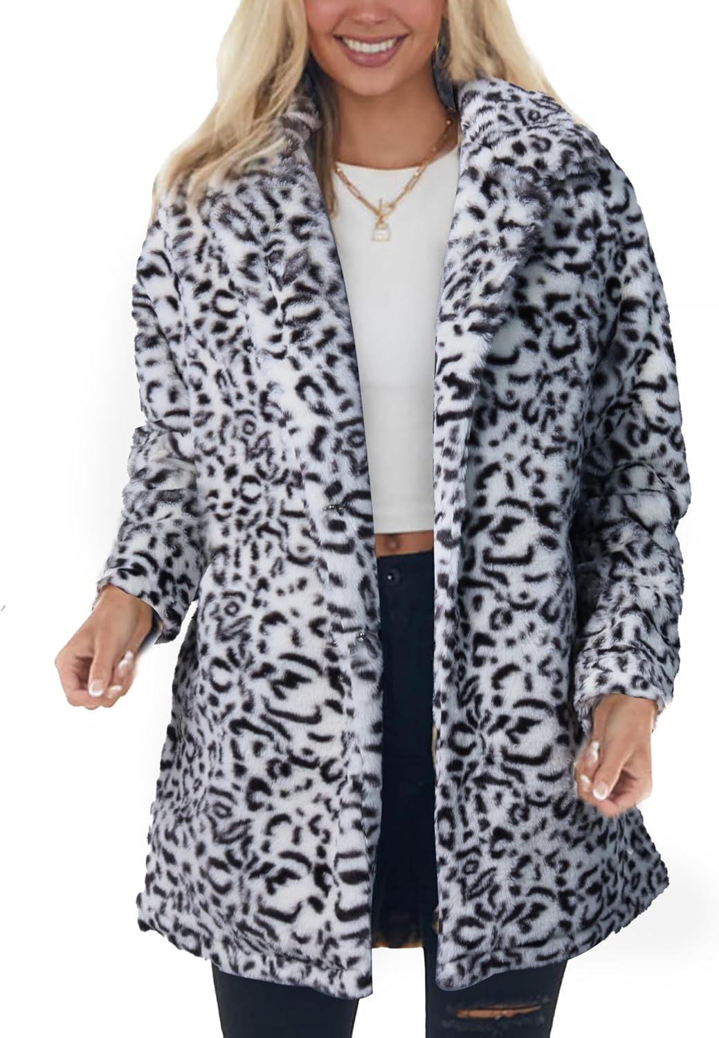 Faux Fur Leopard Coat for Women - Stylish and Cozy Outerwear