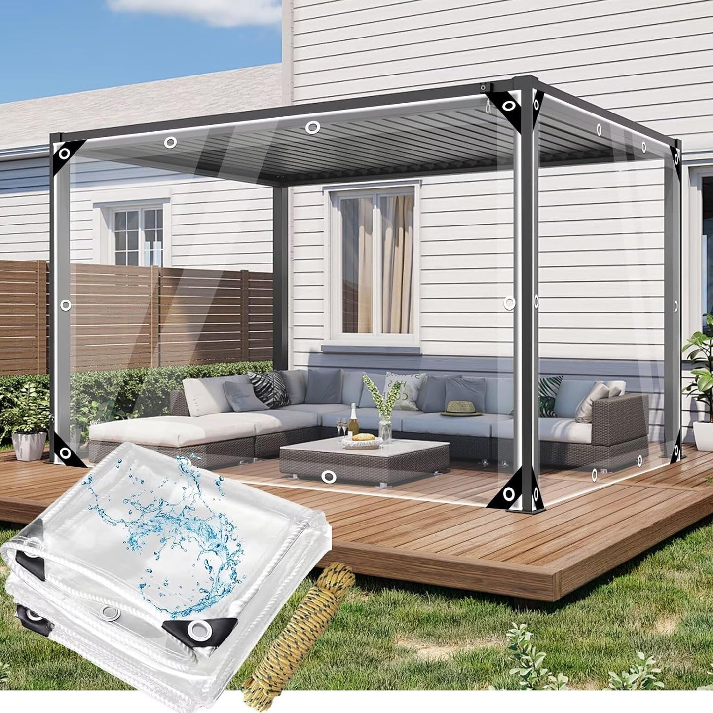 12 x 16 Feet Clear Waterproof Tarp for Outdoor Activities