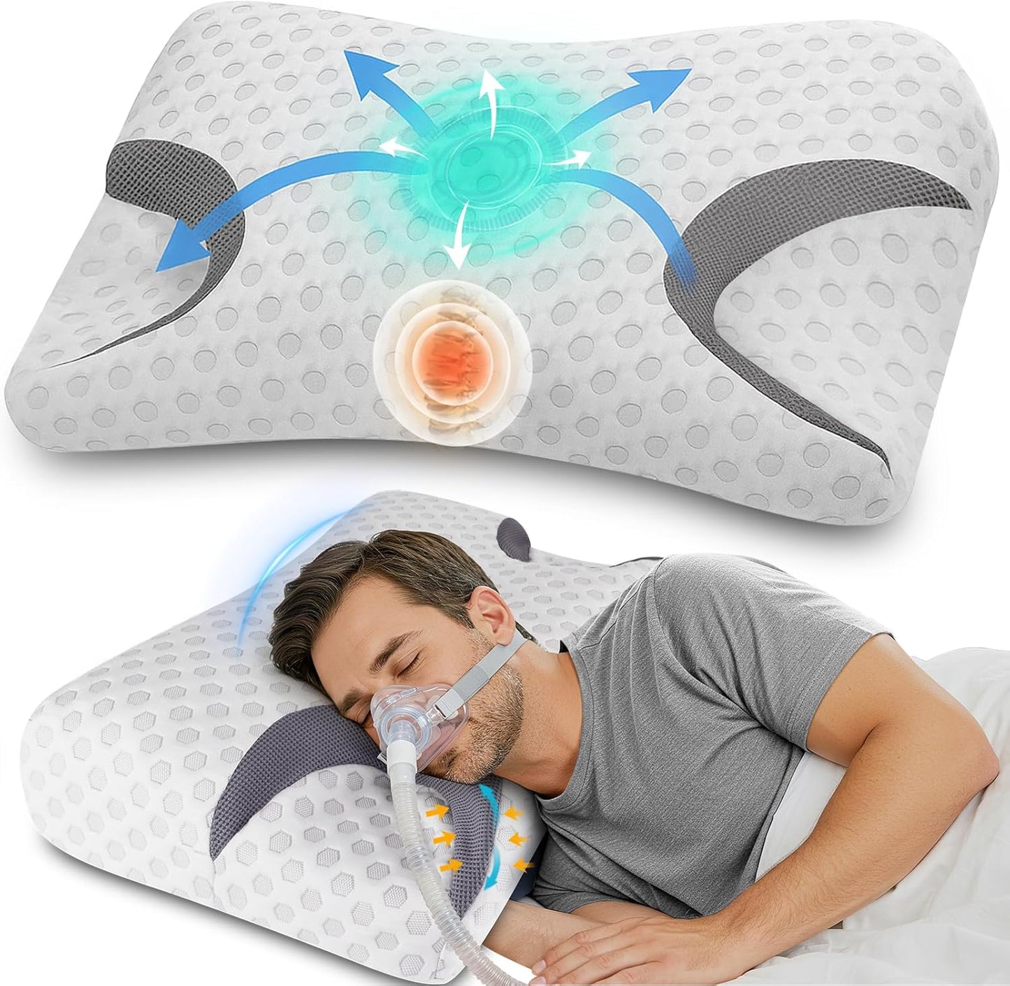 IKSTAR CPAP Pillow for Side Sleepers with Adjustable Foam