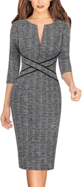 VFSHOW Women's Office Dress with Slim Fit and Crisscross Style