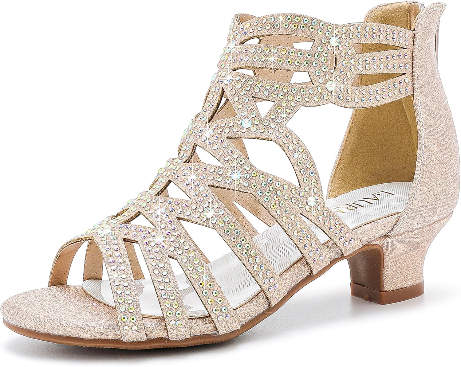 Little Girls Glitter Open Toe High Heels for Formal Events
