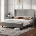 HOWE King Size Upholstered Platform Bed Frame - Wingback Headboard