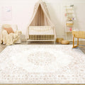 Area Rug 4x6 Vintage Rug Distressed Beige - Washable Low Pile Accent