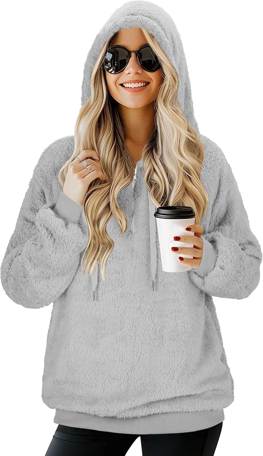 Cozy Sherpa Zip-Up Hoodie with Pockets