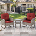 HUMMUH Outdoor Bistro Set High Back Rocking Chairs with Side Table