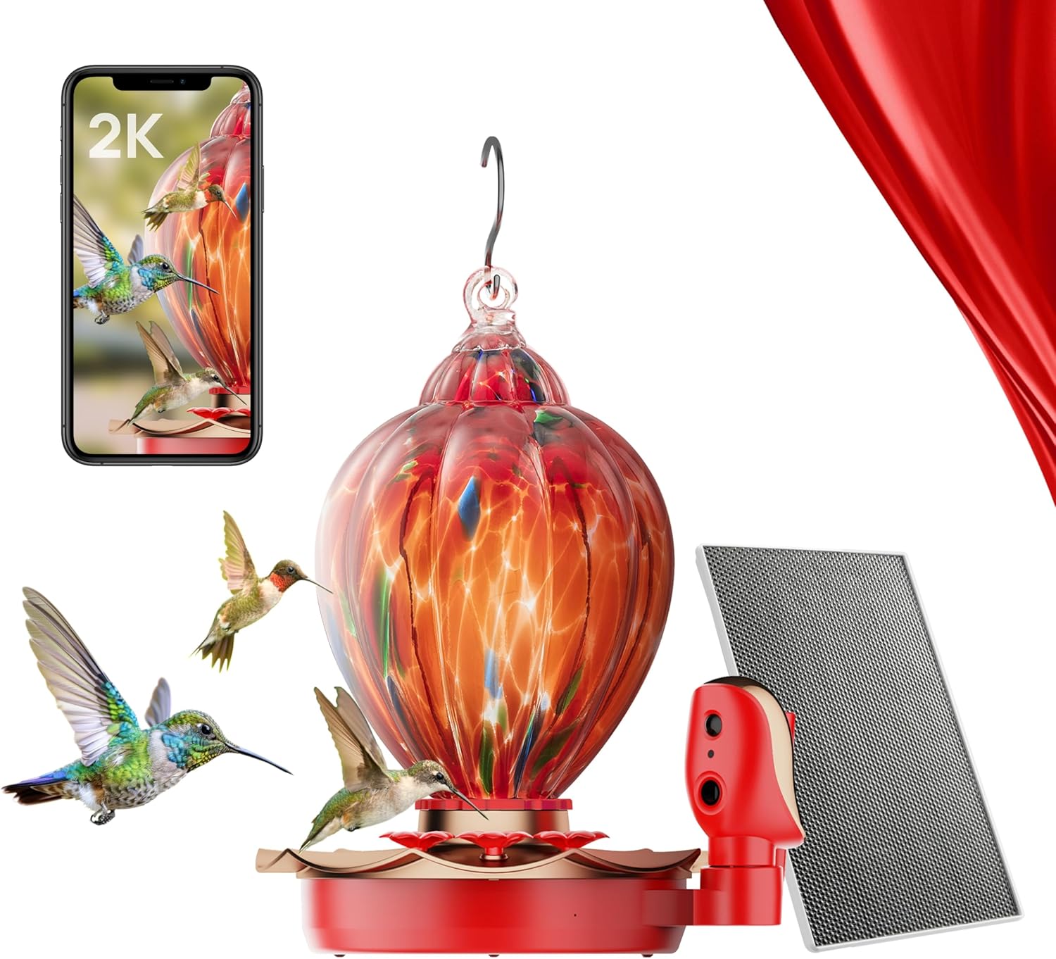 Smart 2K HD Bird Feeder - AI Bird ID, Night Vision