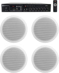 Rockville Commercial Bundle: 4 Ceiling Speakers + 60W 70V Amp - Ready