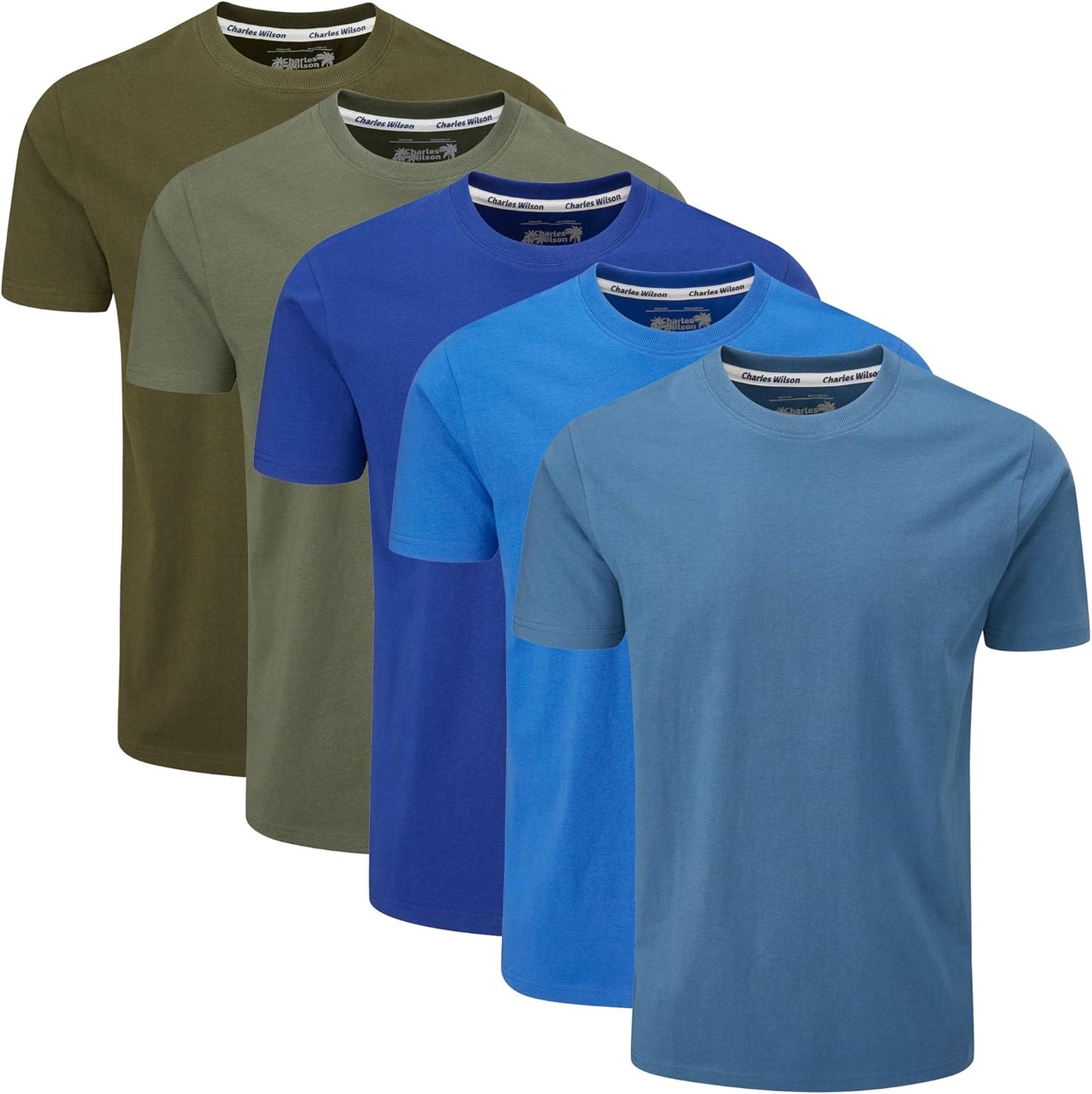 Charles Wilson Men's 5 Pack Crew Neck T-Shirt for Everyday Wear