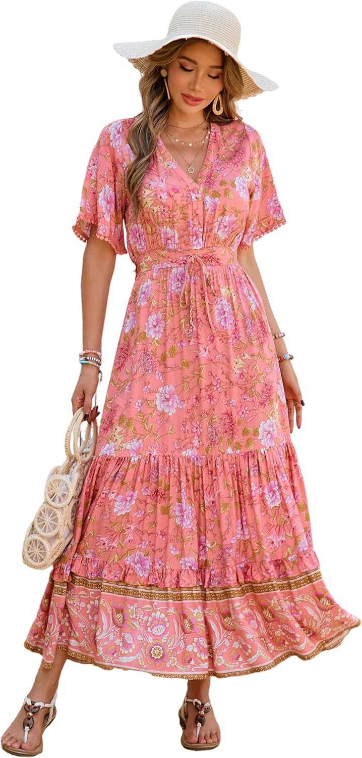 R.Vivimos Womens Summer Cotton Floral Print Midi Dress Review