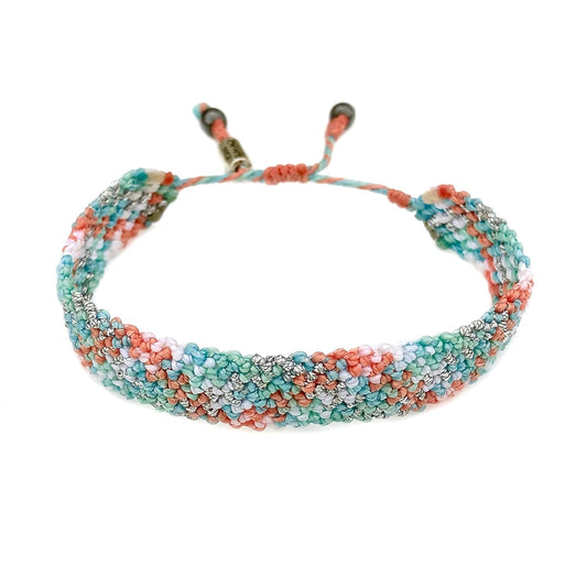 Pastel Boho Metallic Macrame Bracelet for Women - Handmade Jewelry