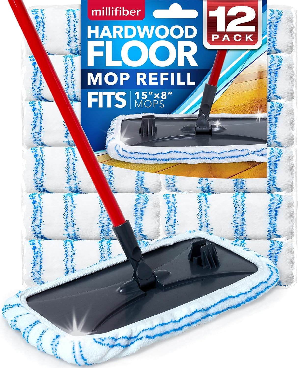 Microfiber Mop Refills for O Cedar 15x8 Mop Heads - 12-Pack