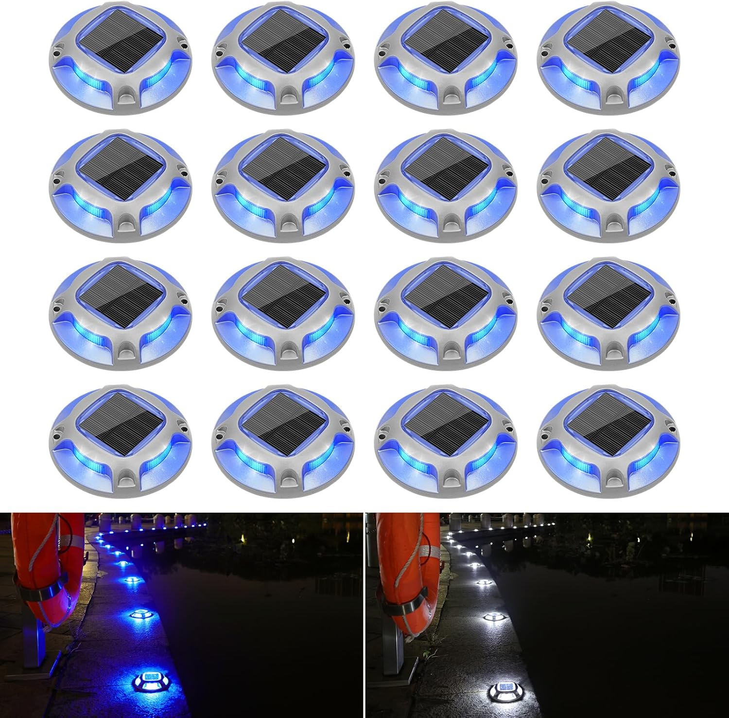 VOLISUN Solar Driveway Lights for Dock and Marine Use 16 Pack