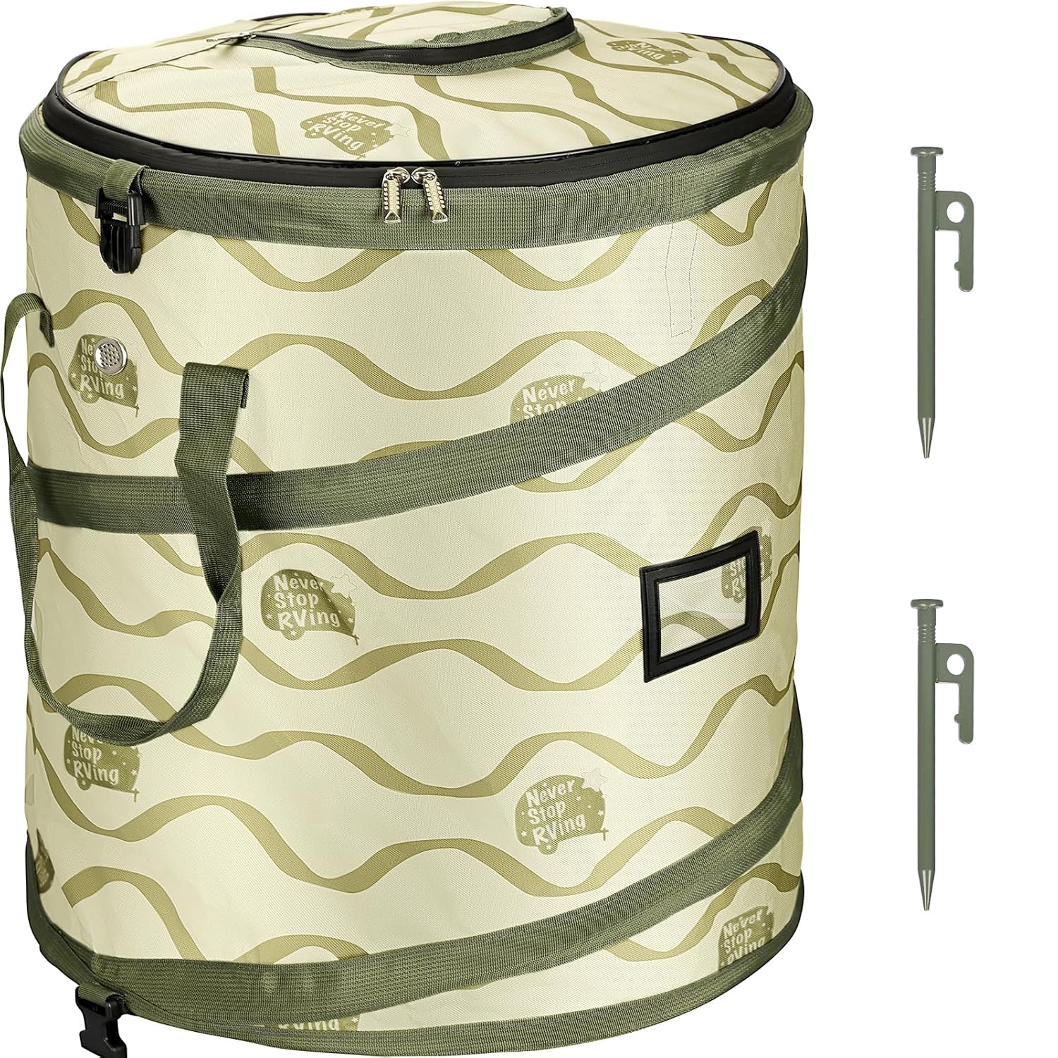 Pop-Up Trash Bin with Removable Divider for Camping and Storage