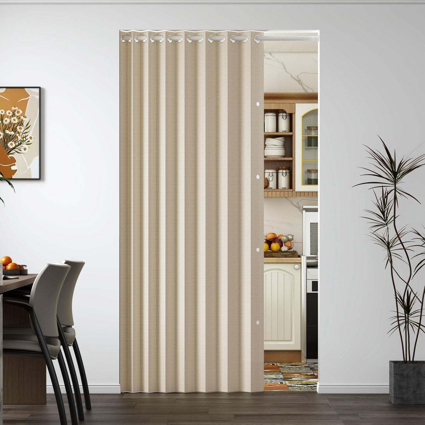 100% Blackout Magnetic Folding Door Curtain for Total Privacy