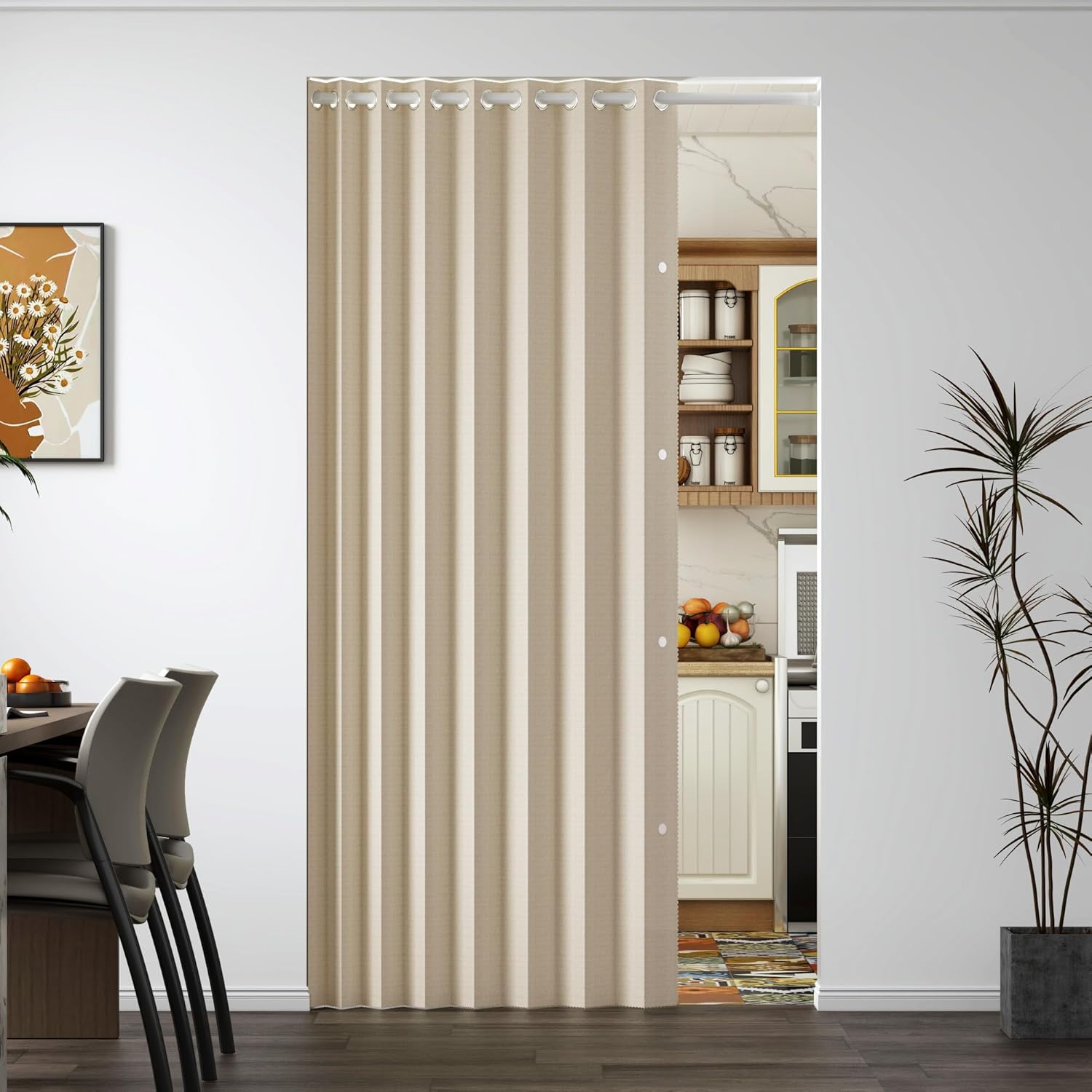 100% Blackout Magnetic Folding Door Curtain for Total Privacy