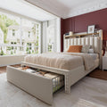 EnHomee Twin Size Bed Frame with Storage and Tufted Headboard