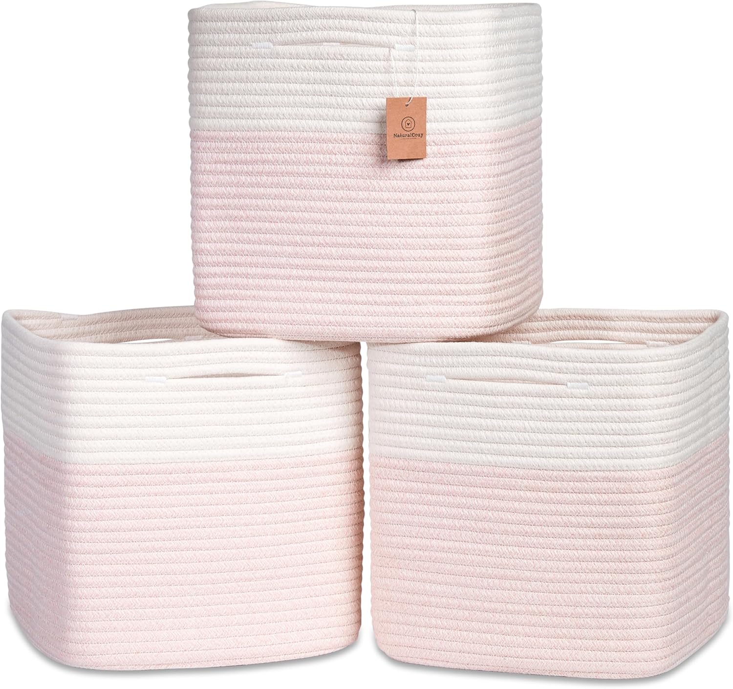 NaturalCozy 13 Inch Cube Storage Bins for Organizing 3-Pack