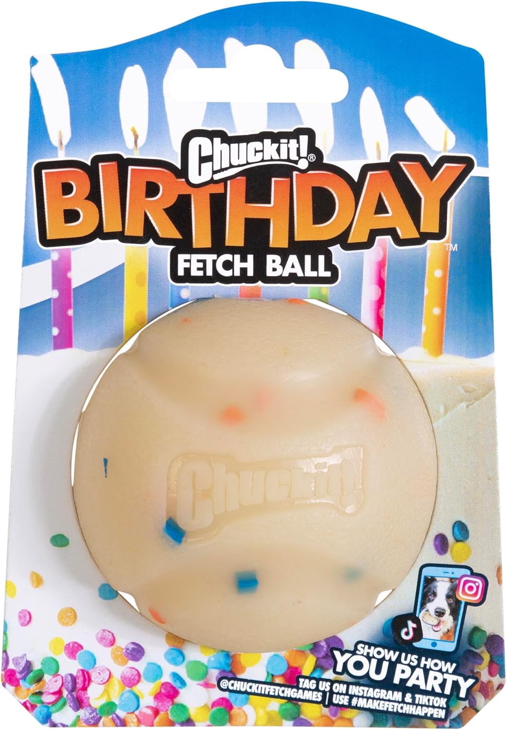 Chuckit! Birthday Fetch Ball - Perfect for Medium Dogs 20-60 lbs