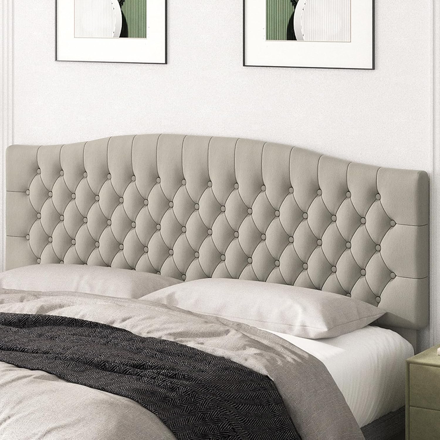 King Headboard Only - Upholstered Velvet Tufted Design