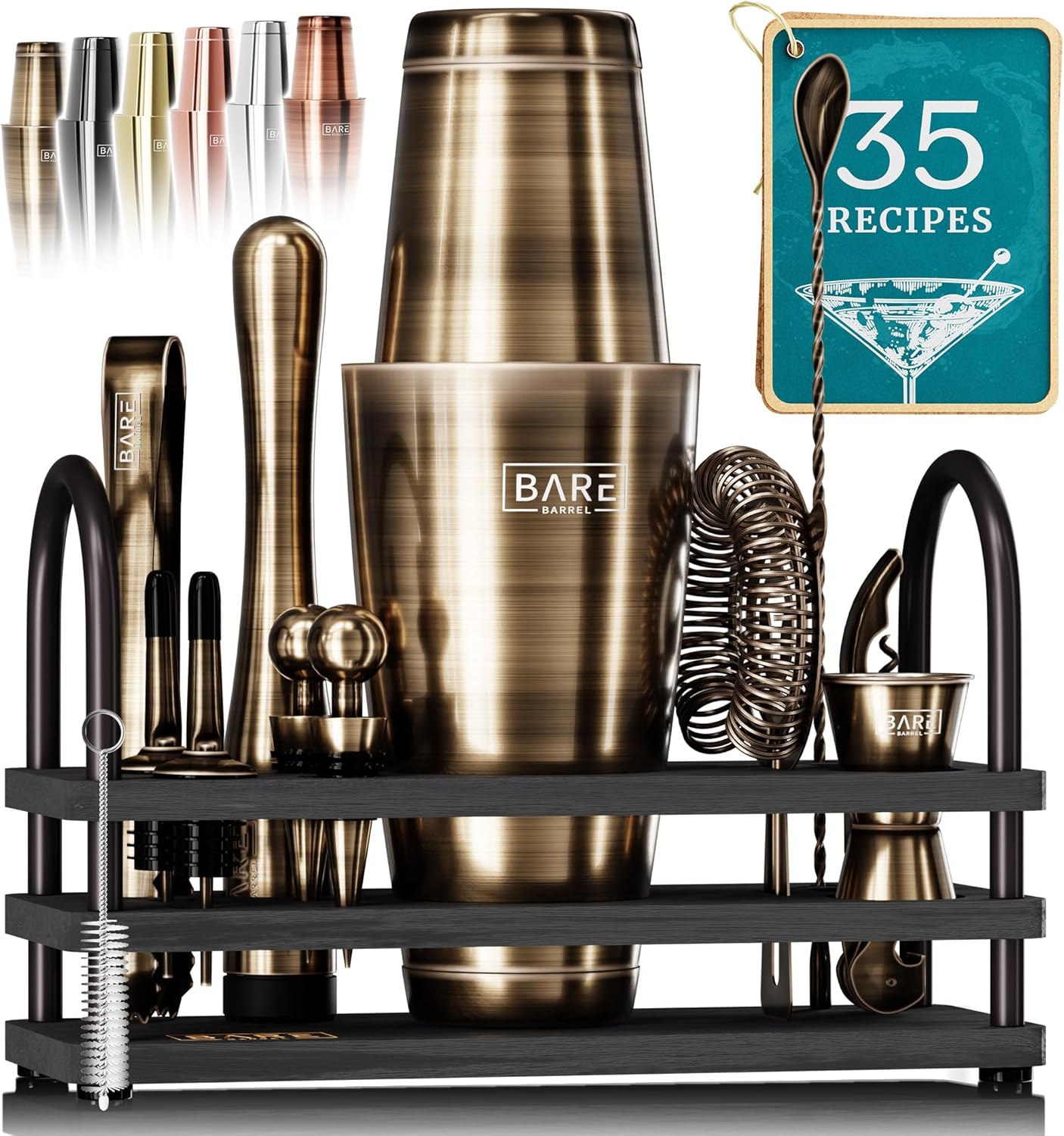 BARE BARREL Mixology Bartender Kit Bar Set for Home Bartending