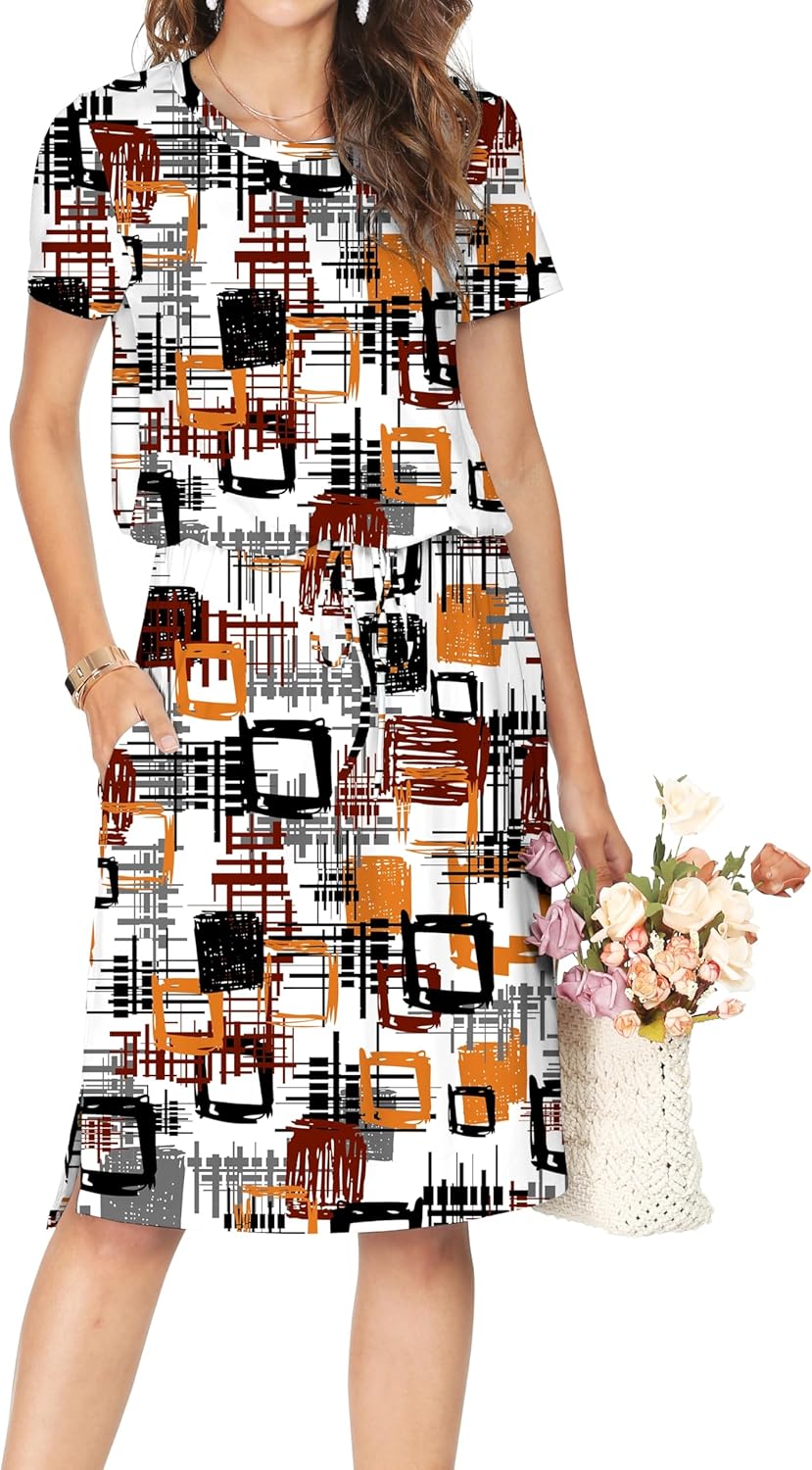 Simier Fariry Womens Summer Hide Belly Knee Length Travel Dress