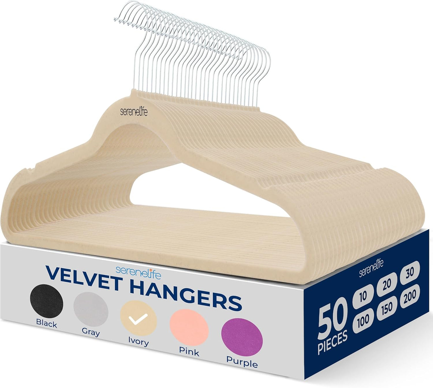 Non-Slip Velvet Hangers - Space-Saving 50 Pack for Clothes
