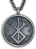 Brand of Sacrifice Rune Solar Eclipse Silver Pendant for Men - 925