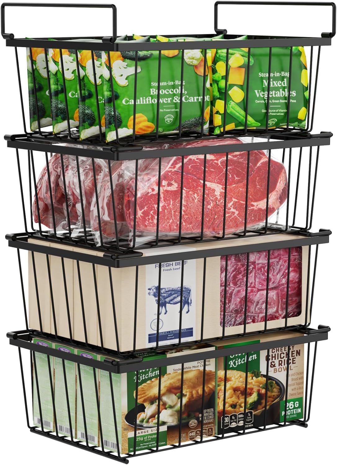 iSPECLE Freezer Organizer Bins - Stackable Storage for Chest Freezer