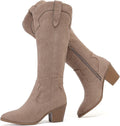 Women's Knee High Boots Wide Calf Chunky Block Low Heel - Comfortable