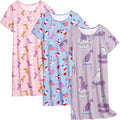 3 Pack Women's Sleepshirts Short Sleeve Nightgowns - Soft T-Shirt