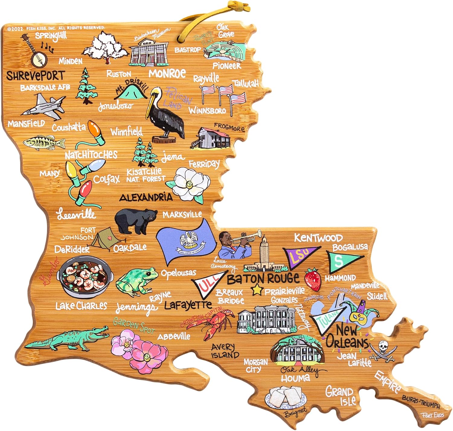 Louisiana State Shaped Cutting Board and Charcuterie Platter
