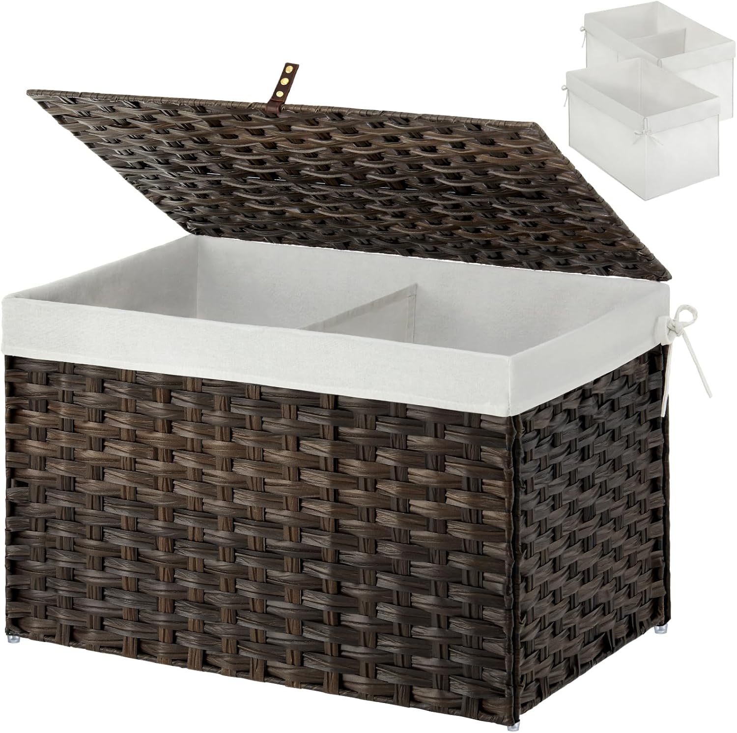 GREENSTELL Large Wicker Storage Basket with Lid for Home Use